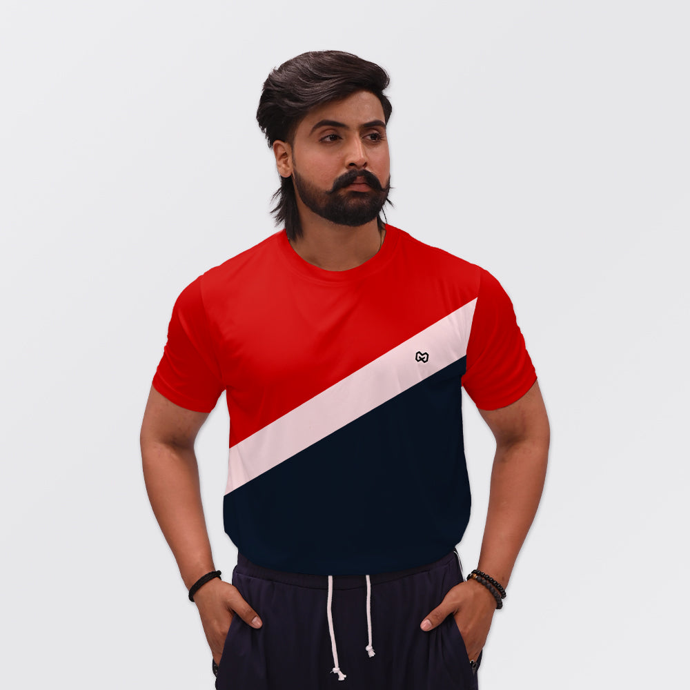 Crimson Cotton Stripped T-Shirt