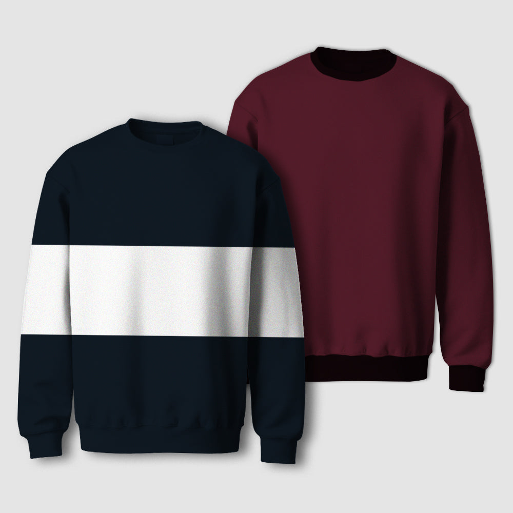 Bold Stripe & Solid Sweatshirt Set